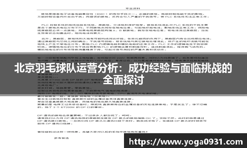 北京羽毛球队运营分析：成功经验与面临挑战的全面探讨